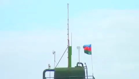 Azerbaijani flag on the water tower